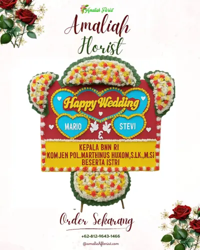 Karangan Papan Bunga Pernikahan di Wanakaya